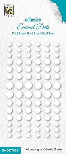 Nellie Snellen Enamel dots White 12x8, 36x6 og 36x4mm